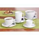 thumbnail of 6 x Kaffee-/Cappuccino-Tasse, Inhalt: 0,20 ltr., mit Untertasse, Form CREMA, UNI WEISS, Henkelform eckig, Höhe: 7,0 cm