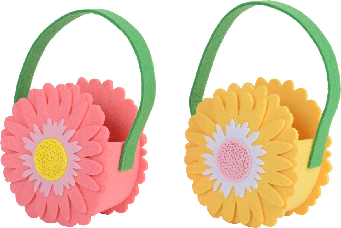 1 Osterkörbchen 14cm Filzkorb in Blumenform mit Henkel Osterkorb Osternest Osterdeko Filztasche Ostereiersuche Sammeltasche Ostereierkorb