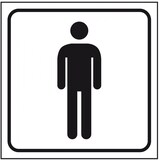 thumbnail of Aufkleber I Standard Piktogramm WC Herren, weiß/schwarz, Folie, selbstklebend, 150x150mm, ASR A4.1