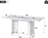 thumbnail of Ausziehbarer Esstisch MDF Weißer Marmor 140-180x80 cm, rechteckig, 30 mm Tischplatte, T-förmige Beine, für 6-8 Personen