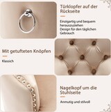 thumbnail of Polsterstuhl Esszimmerstuhl Samt Beige 95x64x54 cm mit verstellbaren Massivholzbeinen Türklopfer Ziernägel elegantes Design