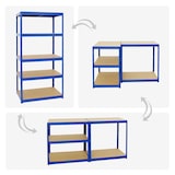 thumbnail of PROREGAL Mega Deal | 4x Schwerlastregal Slim Elephant M | HxBxT 180x90x60 cm | 5 Ebenen | Fachlast 350 kg | Blau | Stecksystem Lagerregal 4 Stk.