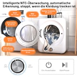 thumbnail of Merax Mini-Ablufttrockner 3 kg, 1350 W, 8 Programme, NTC-Sensor, Edelstahl-Trommel, wandmontierbar, 65 dB, Doppelfilter, 53.5×42×65 cm, Weiß