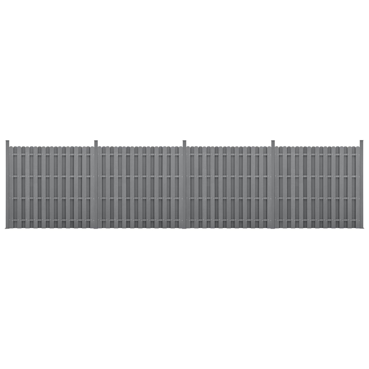 Helloshop26 - Set di 4 pannelli frangivento e per la privacy in legno composito (WPC) grigio 185 x 747 cm 03_0006589
