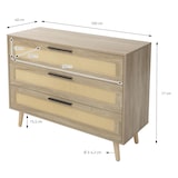 thumbnail of ML-Design Kommode 3 Schubladen 100x77x40 cm Eiche Rattan Massivholzfüße Sideboard Wohnzimmer Flur