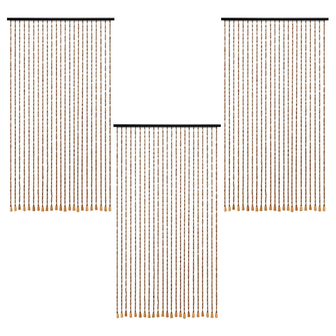 WellHome - 3er Set Perlenvorhänge für Türen 90x175 cm in Braun - Be Garden