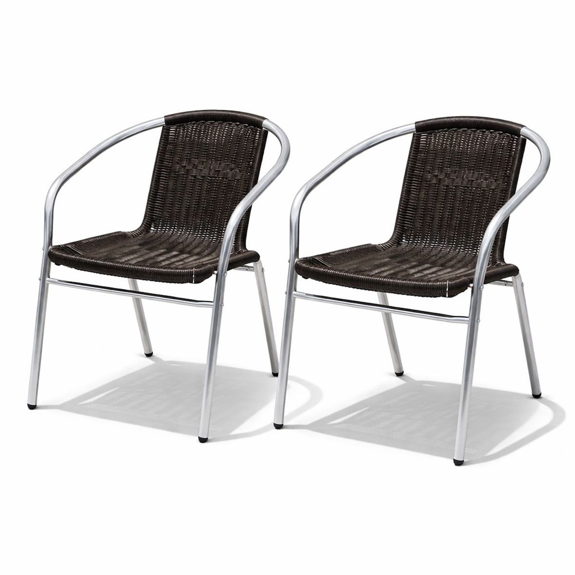 2 Stück Stabiler Aluminium / Polyrattan Bistrostuhl stapelbar