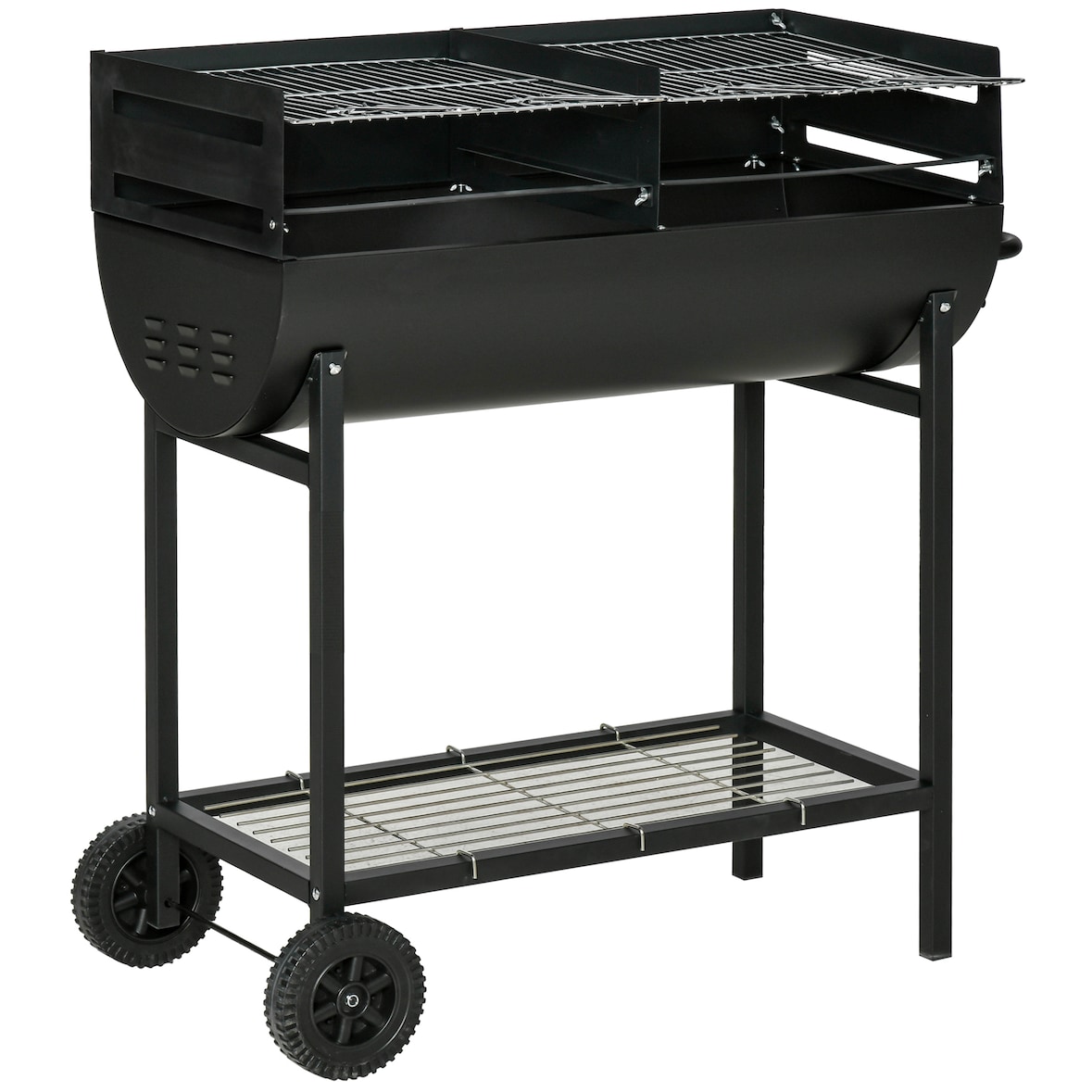 Outsunny Barbecue in Acciaio con 2 Griglie Indipendenti 90x45x96cm
