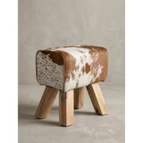 thumbnail of Design Turnbock Sitzhocker Ziegenfell Braun / Weiß 40 x 30 x 47 cm, Turnhocker Hocker Fellhocker Springbock, Beistellhocker