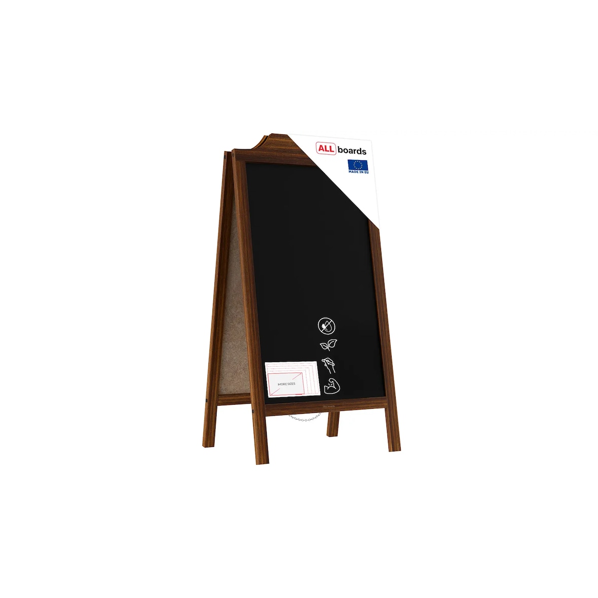 ALLboards Chevalet Stop Trottoir Cadre Supérieur Ondulé avec Cadre en Bois Laqué 100×50cm