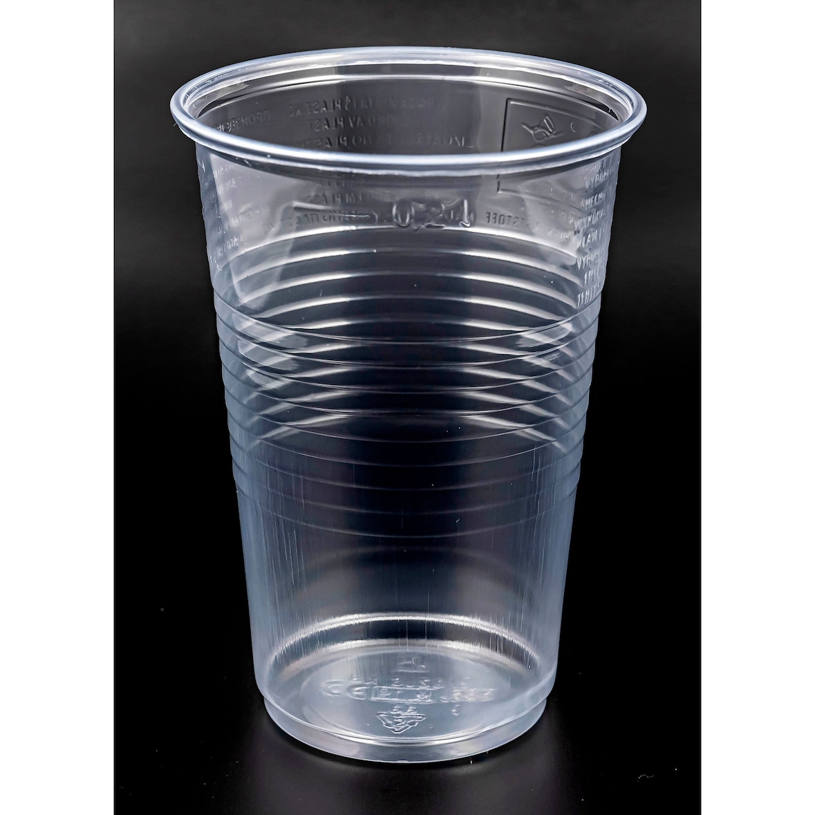200 Trinkbecher PP gerillt, mit Eichstrich, transparent 200 ml, 270424