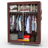 thumbnail of Intirilife Faltschrank 108x45x170 cm in BIBER BRAUN - Schrank mit Reißverschluss aus Stoff Kleiderschrank mit Kleiderstange, Seitentasche und Fächern