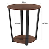 thumbnail of COSTWAY Mesa auxiliar redonda, mesa de sofá con estructura metálica, mesa de centro con 2 estantes (marrón)