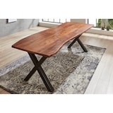 thumbnail of SAM® Esstisch Baumkante massiv Akazie nuss 220 x 100 X-Gestell schwarz XANTEN