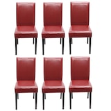 thumbnail of Set di 6 sedie per sala da pranzo Sedia da cucina Littau ~ Pelle, rosso, gambe scure