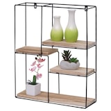 thumbnail of Estante de pared HWC-K76, estante colgante estante flotante, 4 estantes metal madera maciza industrial 51x40x11cm ~ natural