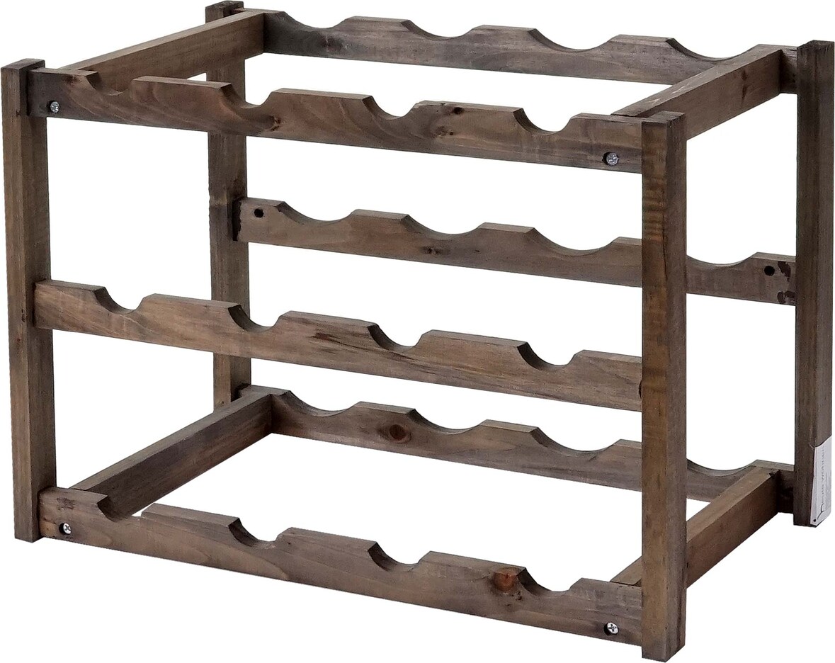 Weinregal für 12 Flaschen | HxBxT 30x42x26cm | Tanne | 3 Böden | 1 Stück | Flaschenregal Weinständer Weinhalter