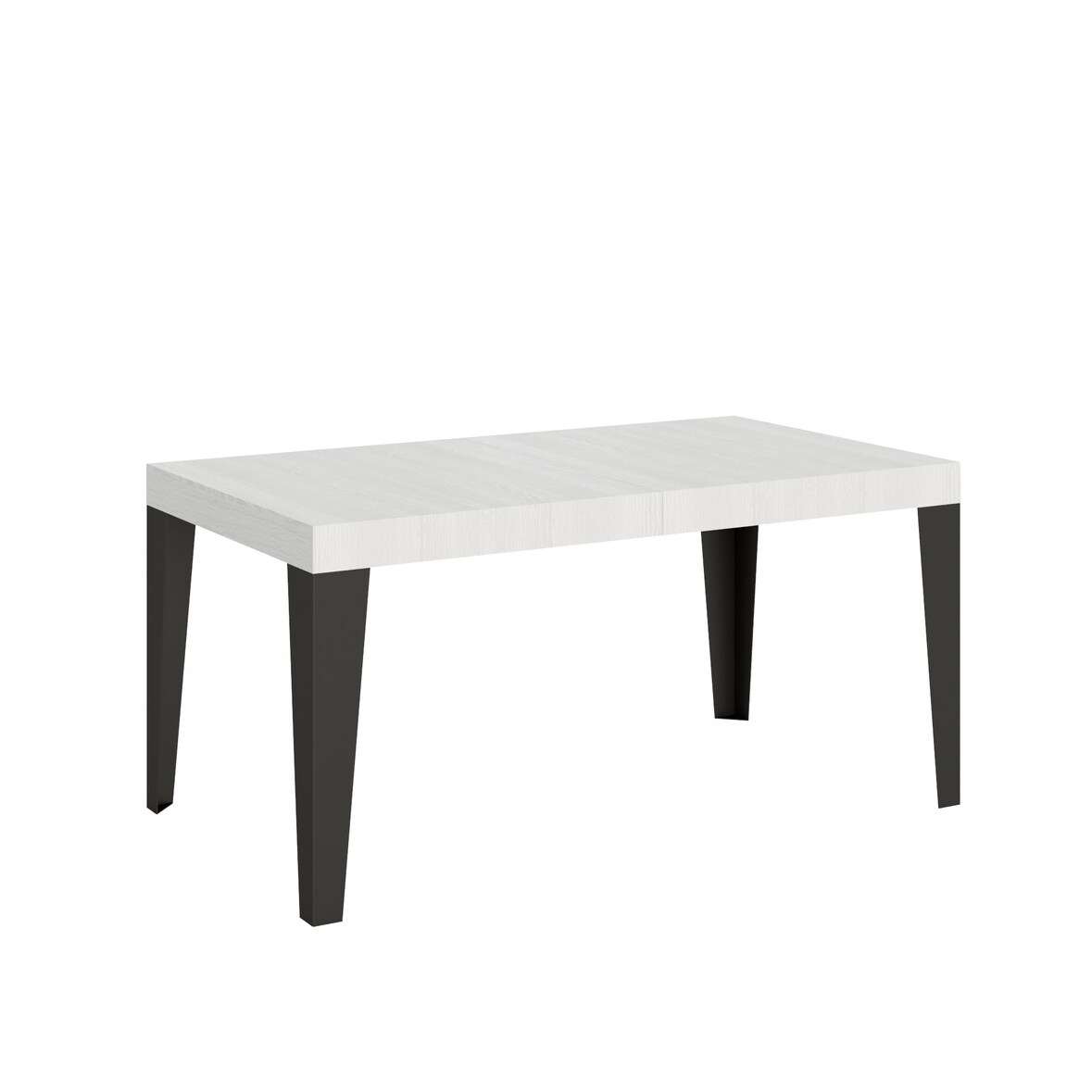 Itamoby Tavolo da Pranzo Flame 90x160 Allungato 90x420 in Nobilitato e Ferro Bianco Frassinato