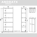 thumbnail of bümö Andratx Aktenschrank abschließbar, Büroschrank Holz 80cm breit in Lichtgrau - abschließbarer Schrank mit 5OH Aktenregal für's Büro &