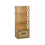 thumbnail of Relaxdays Regal Bambus mit Korb, 4 Ablagen, Holz Standregal, Badregal, Faltbox, HxBxT: 105 x 42 x 29 cm, natur braun
