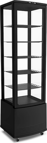 thumbnail of Schwarzes Glas 4-seitig gekühlte Gebäckvitrine 271 lt +1 +12 °C 56,2x53,2x190,5h cm