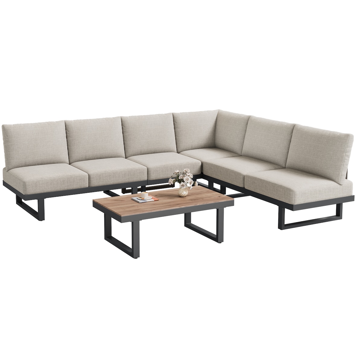 Merax tuin loungeset, 6 personen, grijs