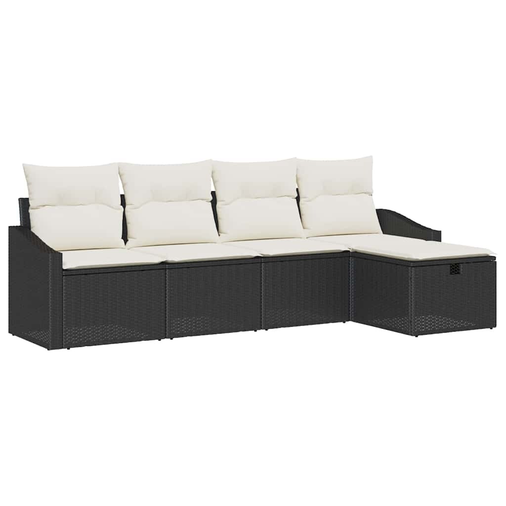 vidaXL Garten-Sofa-Set 5 pcs Schwarz 233 x 117 x 85 cm Poly Rattan