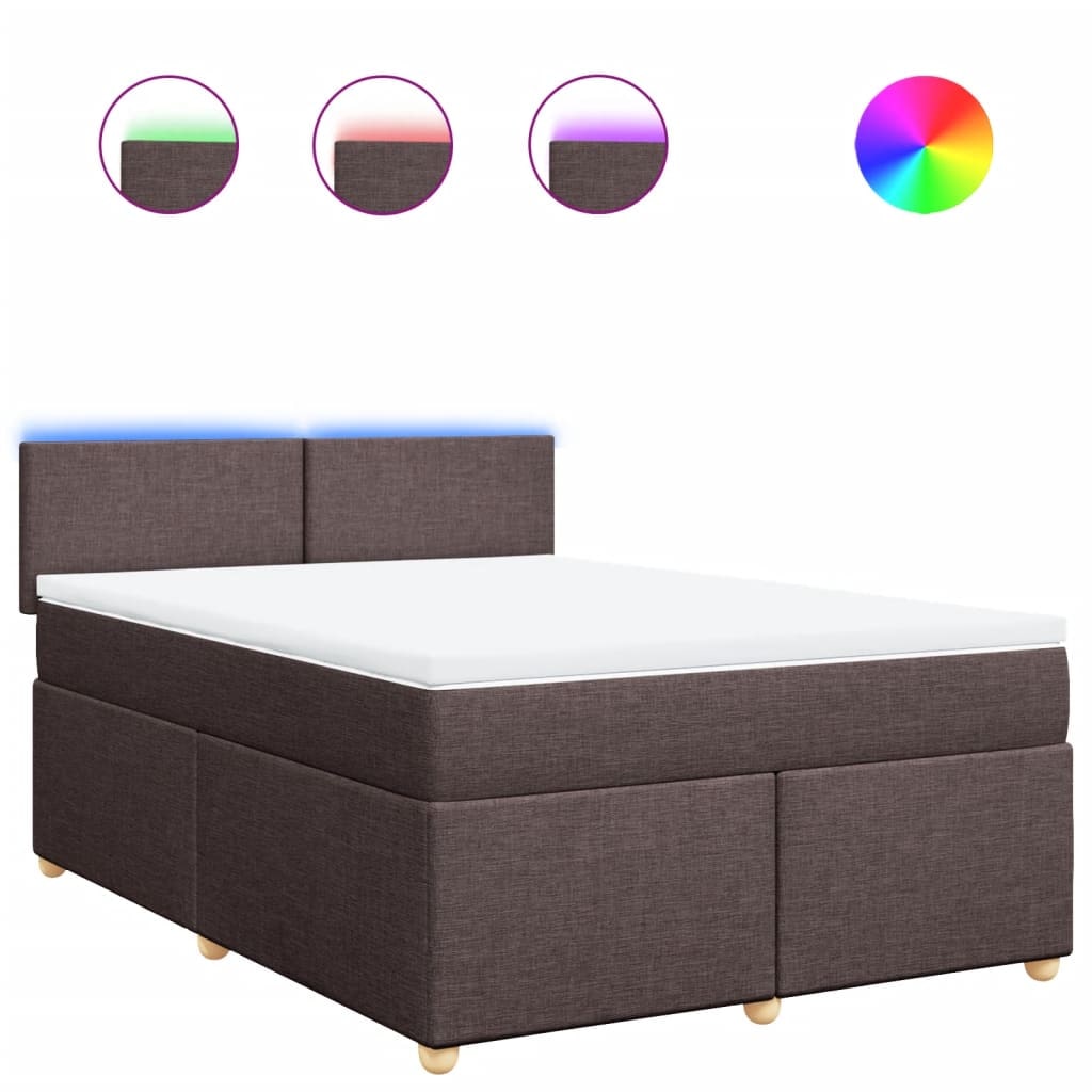 vidaXL Boxspringbett mit Matratze Dunkelbraun 140x200 cm Stoff