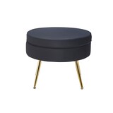 thumbnail of SalesFever Pouf | rond | Housse en tissu velours noir | Cadre en métal doré | L 52 x P 52 x H 41 cm