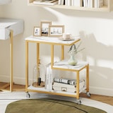 thumbnail of COSTWAY Beistelltisch mit Rollen, 3-stufiger Sofatisch, Marmoroptik, Couchtisch, Weiß + Gold
