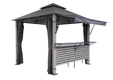 METRO PROFESSIONAL Pavilhão-bar com toldo Mayfield, metal/poliéster, 3 x 3 m, hidrófugo, cinzento escuro