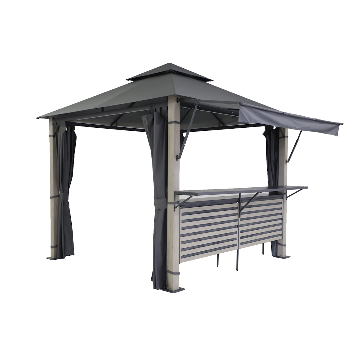 METRO PROFESSIONAL Pavilhão-bar com toldo Mayfield, metal/poliéster, 3 x 3 m, hidrófugo, cinzento escuro