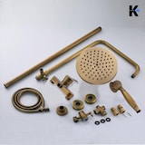 thumbnail of KLARWERK® JANA | Vintage Set Miscelatore Doccia Pioggia & Doccetta Ottone Oro | Acciaio Inox Retro Design Sistema Doccia | Colonna Miscelatore Gastro