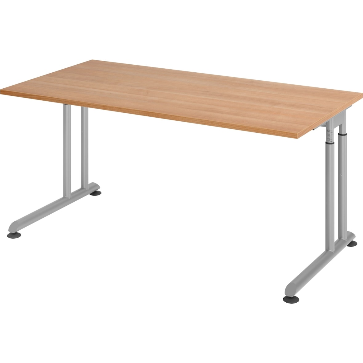 Schreibtisch C-Fuß 160x80cm Nussbaum/Silber