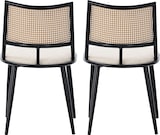 thumbnail of Esszimmerstuhl Set 2 Schwarz 80x48x46 cm mit Rattan Rückenlehne und PU Sitzkissen, Metallgestell, leichtes modernes Design für Essbereich