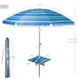thumbnail of Aktive Sombrilla playa antiviento 210 cm rayas azules con pared y mesa