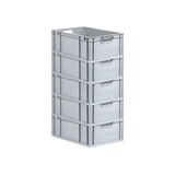 thumbnail of PROREGAL SuperSparSet 5x Eurobox NextGen Economy mit Scharnierdeckel & blauen Verschlüssen, Griffe offen, HxBxT 22x40x60cm, 44L, Eurobehälter, Box