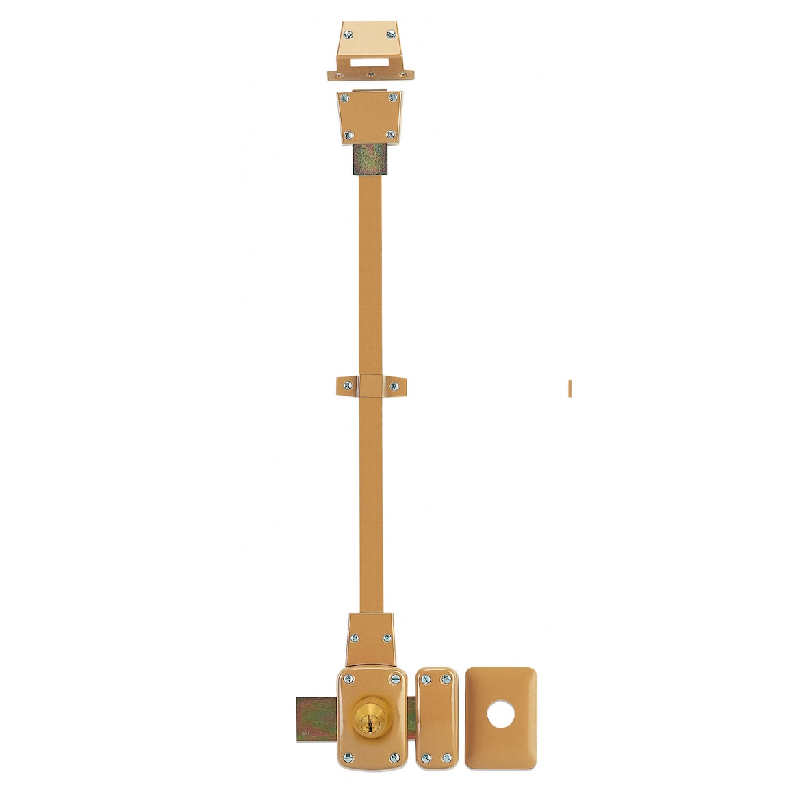 Verrou double entrée Mirage 6 pour porte d'entrée, cyl. 45mm, tringle 2 pts en acier, haut, droit, 3 clés, bronze - THIRARD