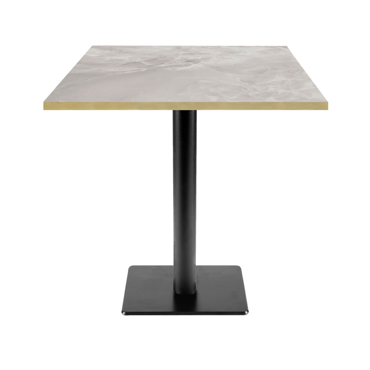 Restootab - Mesa Milan-T 70x70cm - mármore perla - bordas em latão