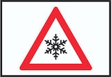 thumbnail of Achtung Frost Schnee Eis Symbol Schild A2 Rückseite selbstklebend