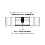 thumbnail of Cylindre de serrure double entrée, 20x20mm, anti-arrachement, 3 clés, laiton - THIRARD