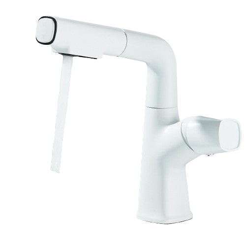 MAX | Grifo de baño extensible de acero inoxidable con función de ducha blanco | Grifo alto para lavabo independiente de baño, para lavabo de hotel