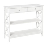 thumbnail of Mesa Consola de Entrada Recibidor con 2 Cajones 2 Estantes 100x30,5x80cm Blanco