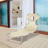 thumbnail of Outsunny Tumbona Reclinable y Plegable de Jardín con Orificio de Lectura Reposacabezas y Respaldo Ajustable en 5 Niveles para Playa 182x56x24,5 cm