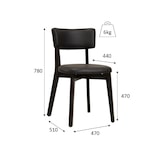 thumbnail of METRO PROFESSIONAL Silla de restaurante tapizada Alisora, set de 2 unidades, madera de haya/piel sintética, negro