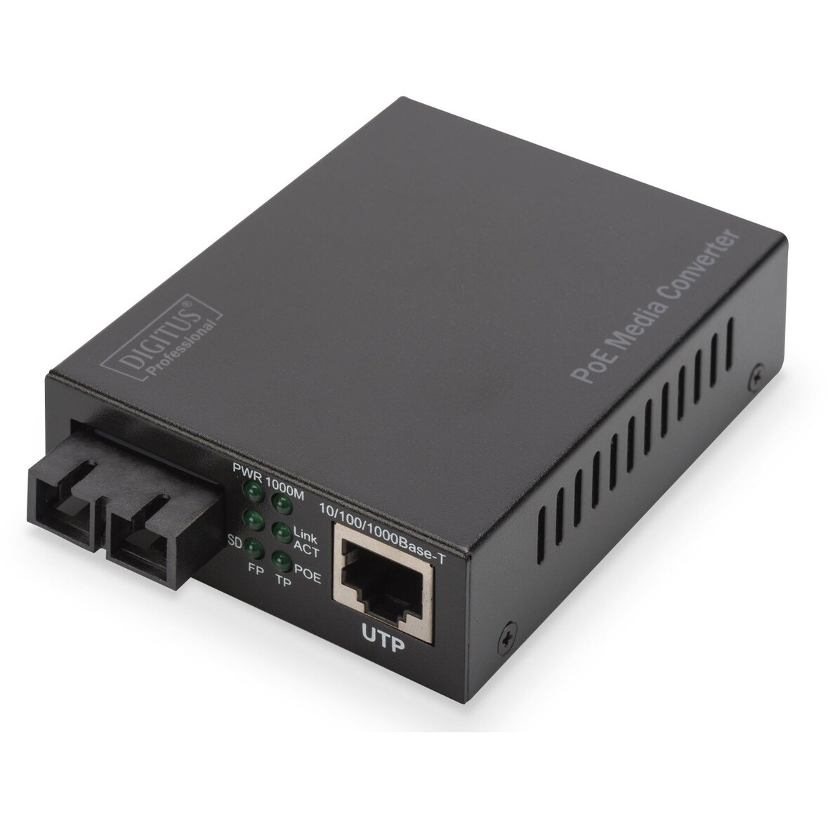 DIGITUS Gigabit PoE Medienkonverter, RJ45 / SC, SM, PSE