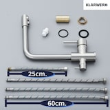 thumbnail of KLARWERK® Felix | 4-Wege Niederdruck Filter Armatur Edelstahl Silber | 4 Anschlüsse 3-Wege Wasserhahn Boiler Küche | Osmose Mischbatterie NSF geprüft