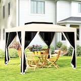 thumbnail of Outsunny carpa de jardín 3x3 m cenador desmontable de exterior gazebo con 4 mosquiteras laterales techo doble anti-UV impermeable beige
