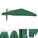 thumbnail of Cobertura de substituição para o guarda-sol de luxo com semáforo HWC-A96 com aba, cobertura de guarda-sol, 3x3m (Ø4,24m) poliéster 3kg ~ verde escuro