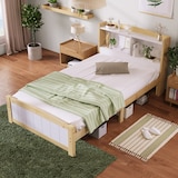 thumbnail of Einzelbett 90x200 cm mit Stauraum-Kopfteil aus massivem Holz – stilvolles Design und hohe Funktionalität Weiß